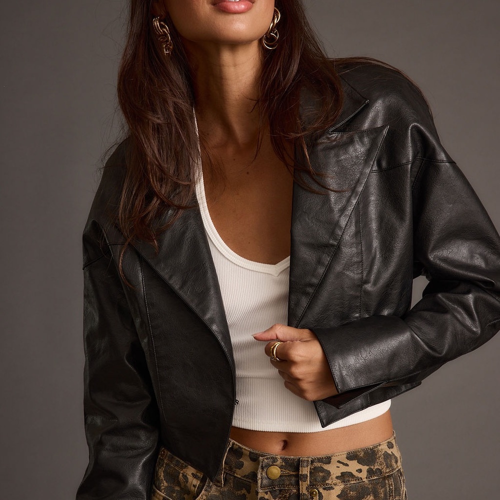 12th Tribe Wilde Black Vegan Leather Jacket Size SS